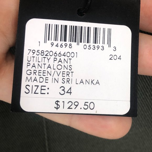 Club Monaco Green Utility pant Size 34 NWT Versatile work casual - Picture 9 of 11